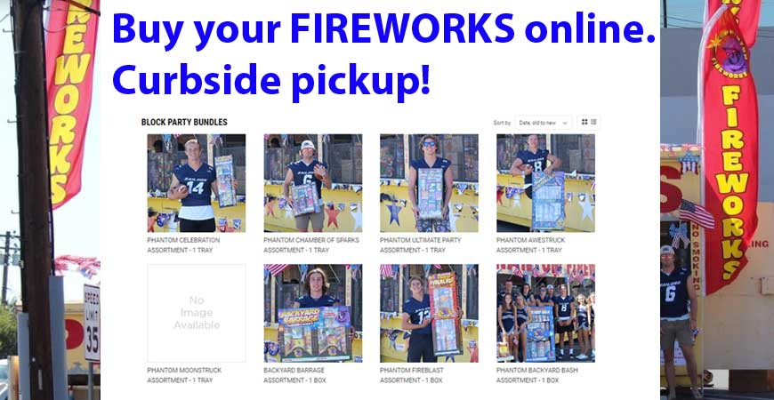 Fireworks for sale online; Curbside Pickup